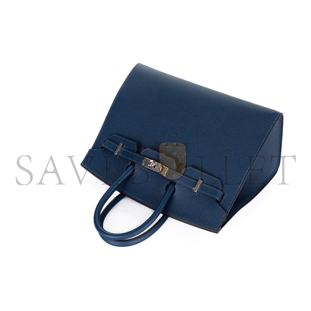 HERMES MASTER BIRKIN 25 EPSOM LEATHER ROYAL BLUE SILVER BUCKLE BAG 1274381 (25*20*13cm)